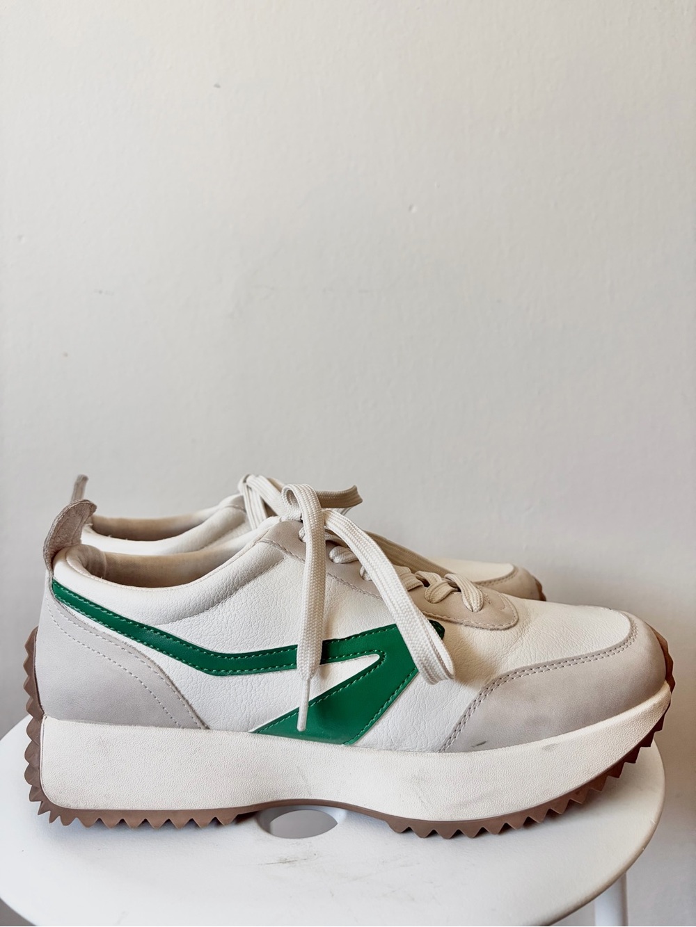 DV by Dolce Vita Cream Sneakers with Green Side Accent